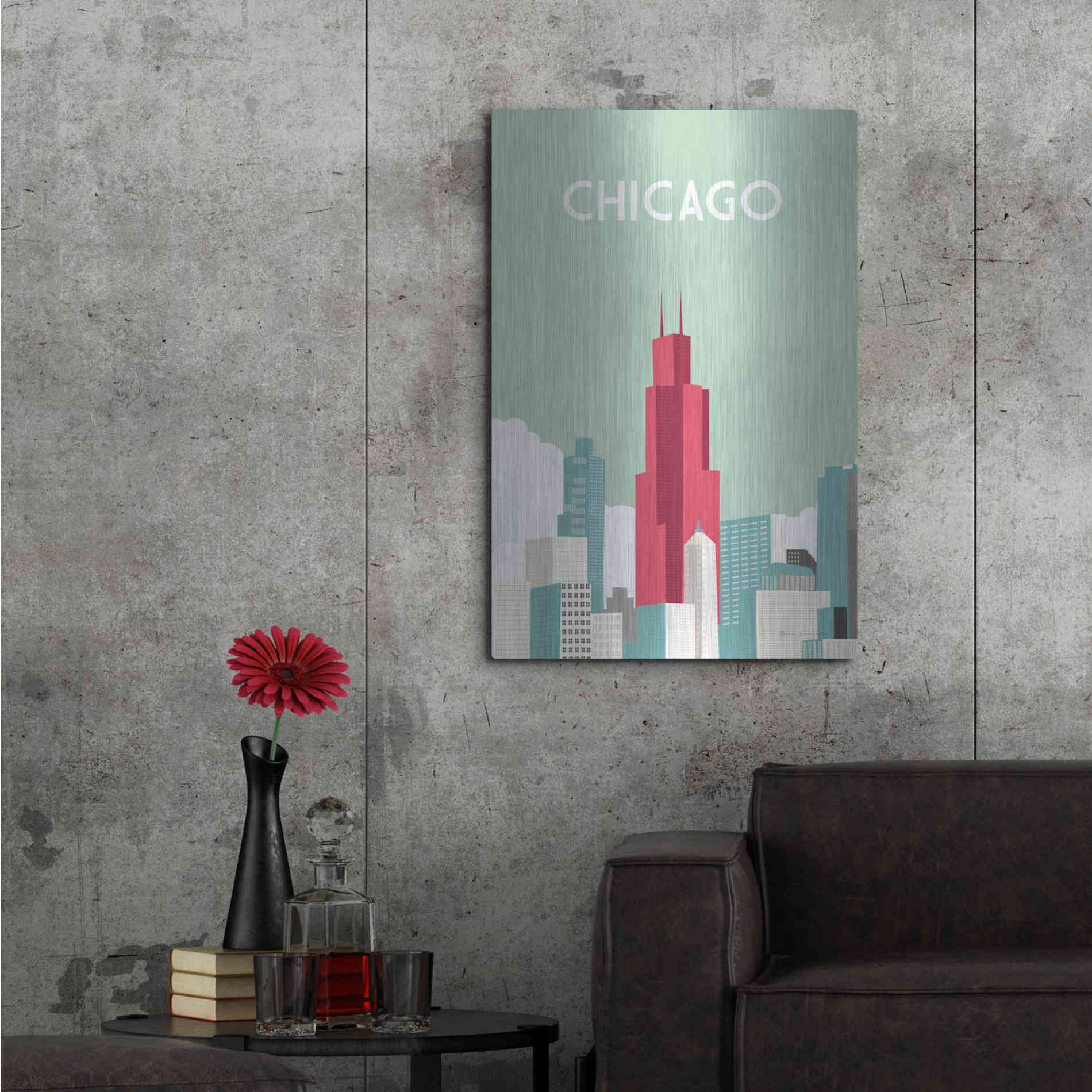 Luxe Metal Art 'Chicago' by Omar Escalante, Metal Wall Art,24x36