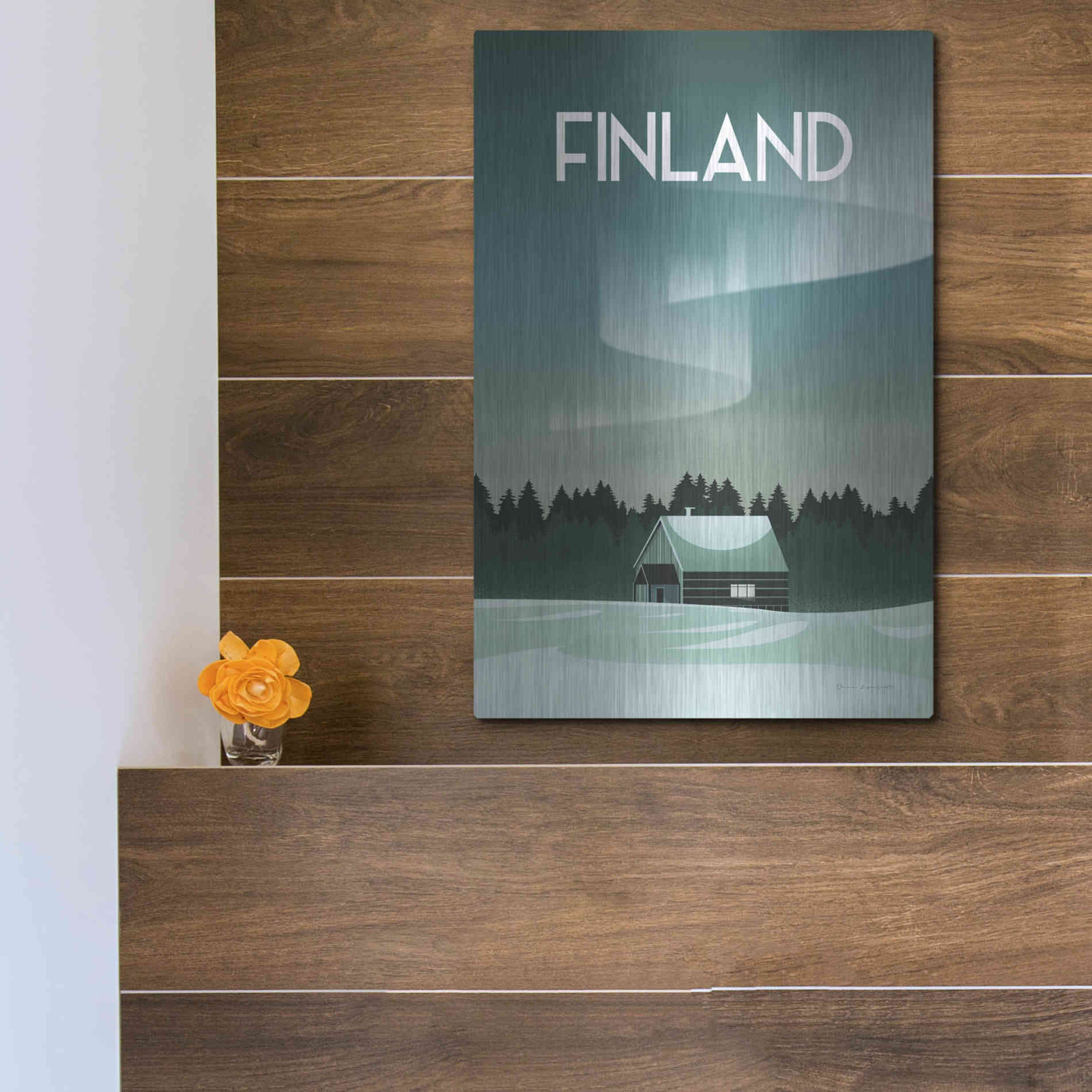 Luxe Metal Art 'Finland I' by Omar Escalante, Metal Wall Art,12x16