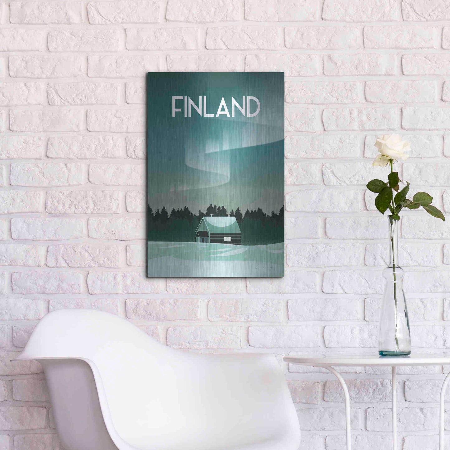 Luxe Metal Art 'Finland I' by Omar Escalante, Metal Wall Art,16x24