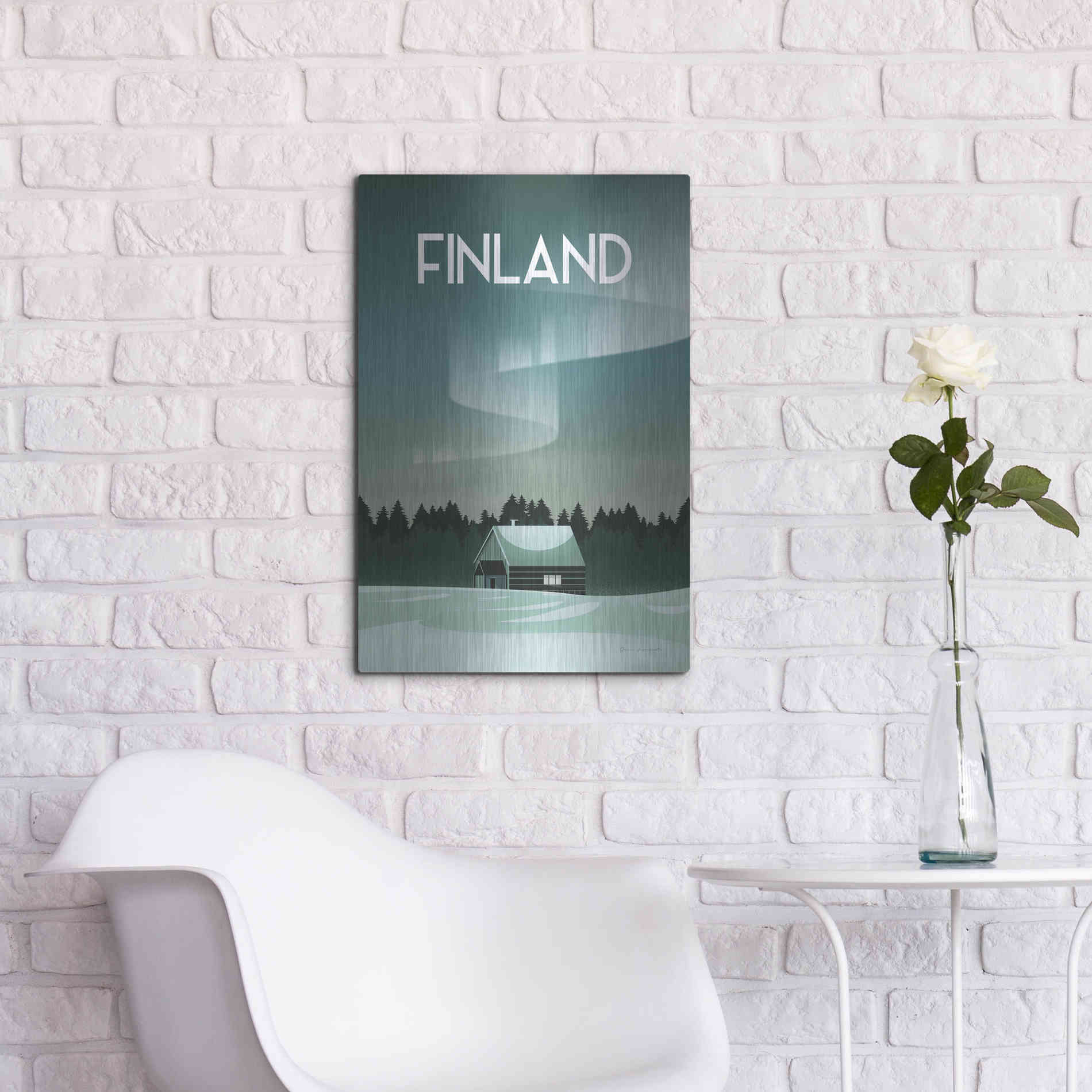 Luxe Metal Art 'Finland I' by Omar Escalante, Metal Wall Art,16x24