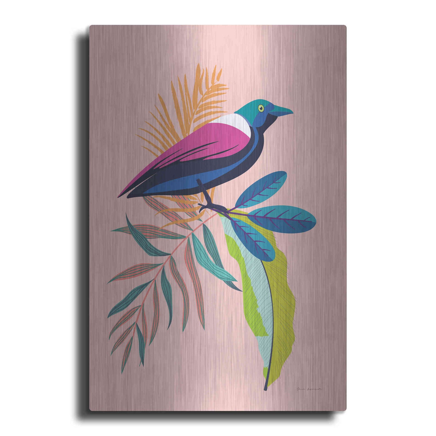 Luxe Metal Art 'Exotic Birds I' by Omar Escalante, Metal Wall Art