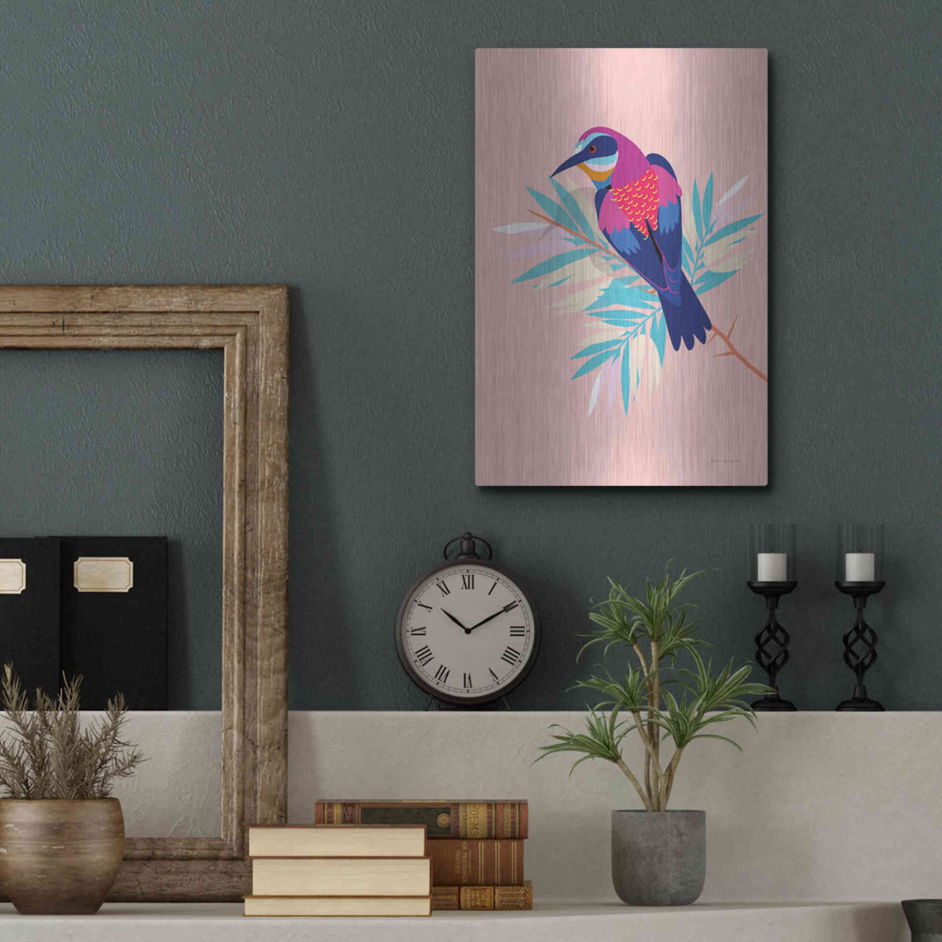 Luxe Metal Art 'Exotic Birds II' by Omar Escalante, Metal Wall Art,12x16