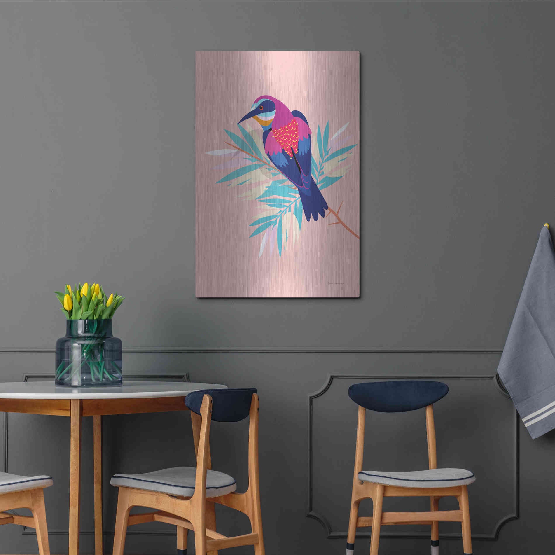 Luxe Metal Art 'Exotic Birds II' by Omar Escalante, Metal Wall Art,24x36