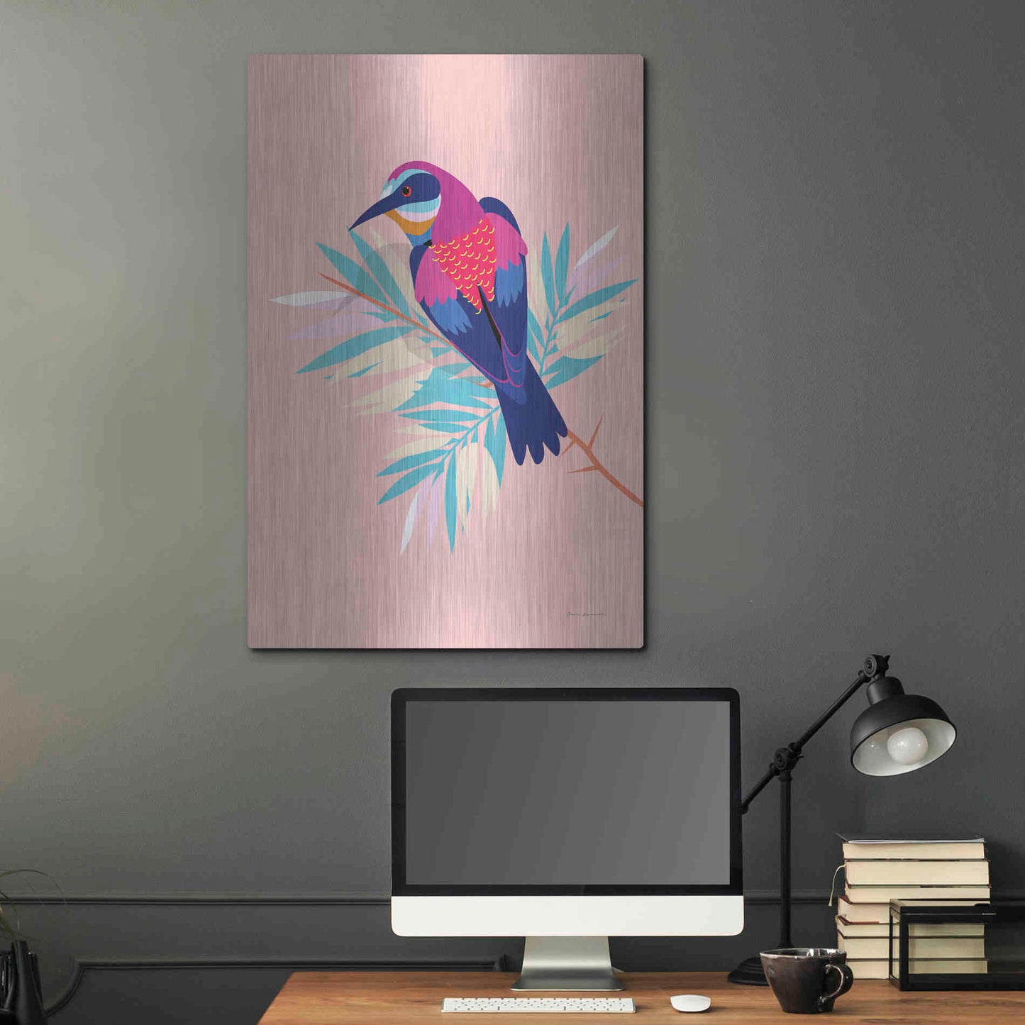 Luxe Metal Art 'Exotic Birds II' by Omar Escalante, Metal Wall Art,24x36