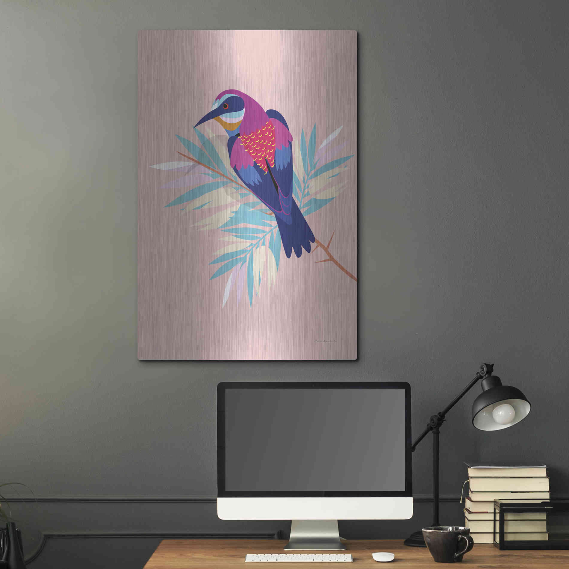 Luxe Metal Art 'Exotic Birds II' by Omar Escalante, Metal Wall Art,24x36