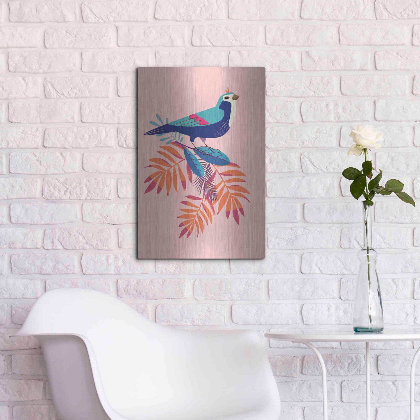 Luxe Metal Art 'Exotic Birds III' by Omar Escalante, Metal Wall Art,16x24