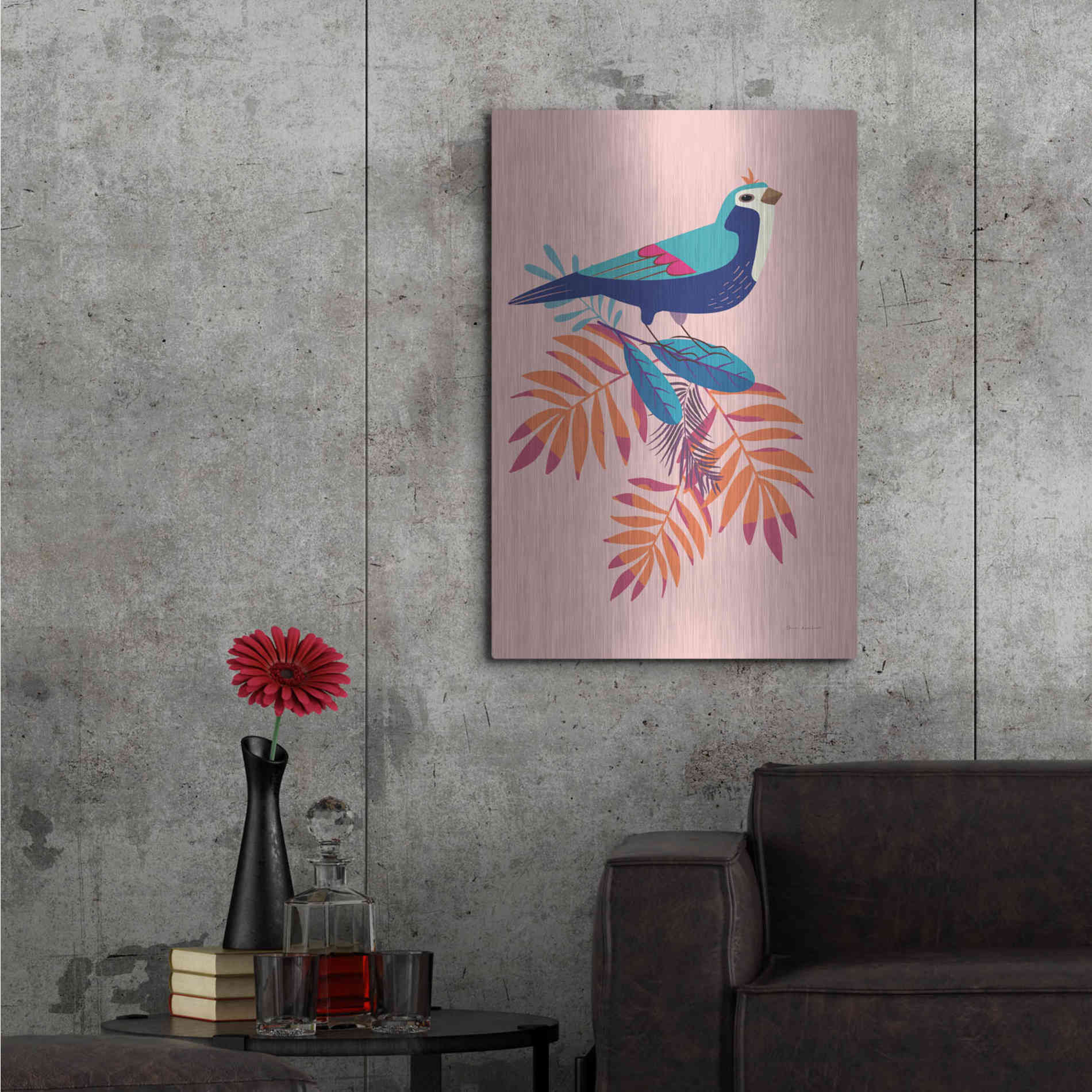 Luxe Metal Art 'Exotic Birds III' by Omar Escalante, Metal Wall Art,24x36