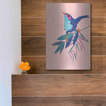 Luxe Metal Art 'Exotic Birds IV' by Omar Escalante, Metal Wall Art,12x16