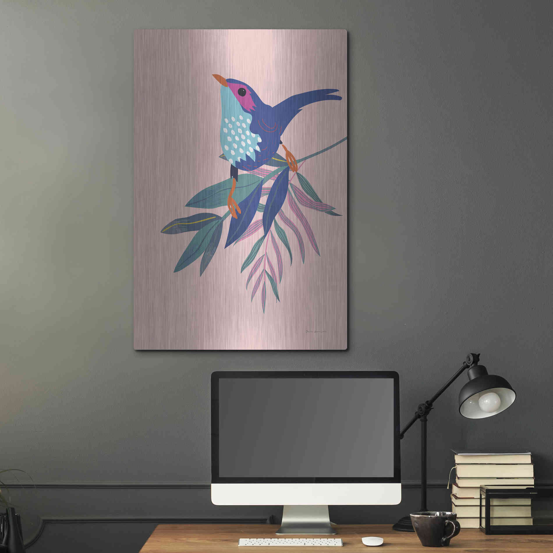 Luxe Metal Art 'Exotic Birds IV' by Omar Escalante, Metal Wall Art,24x36