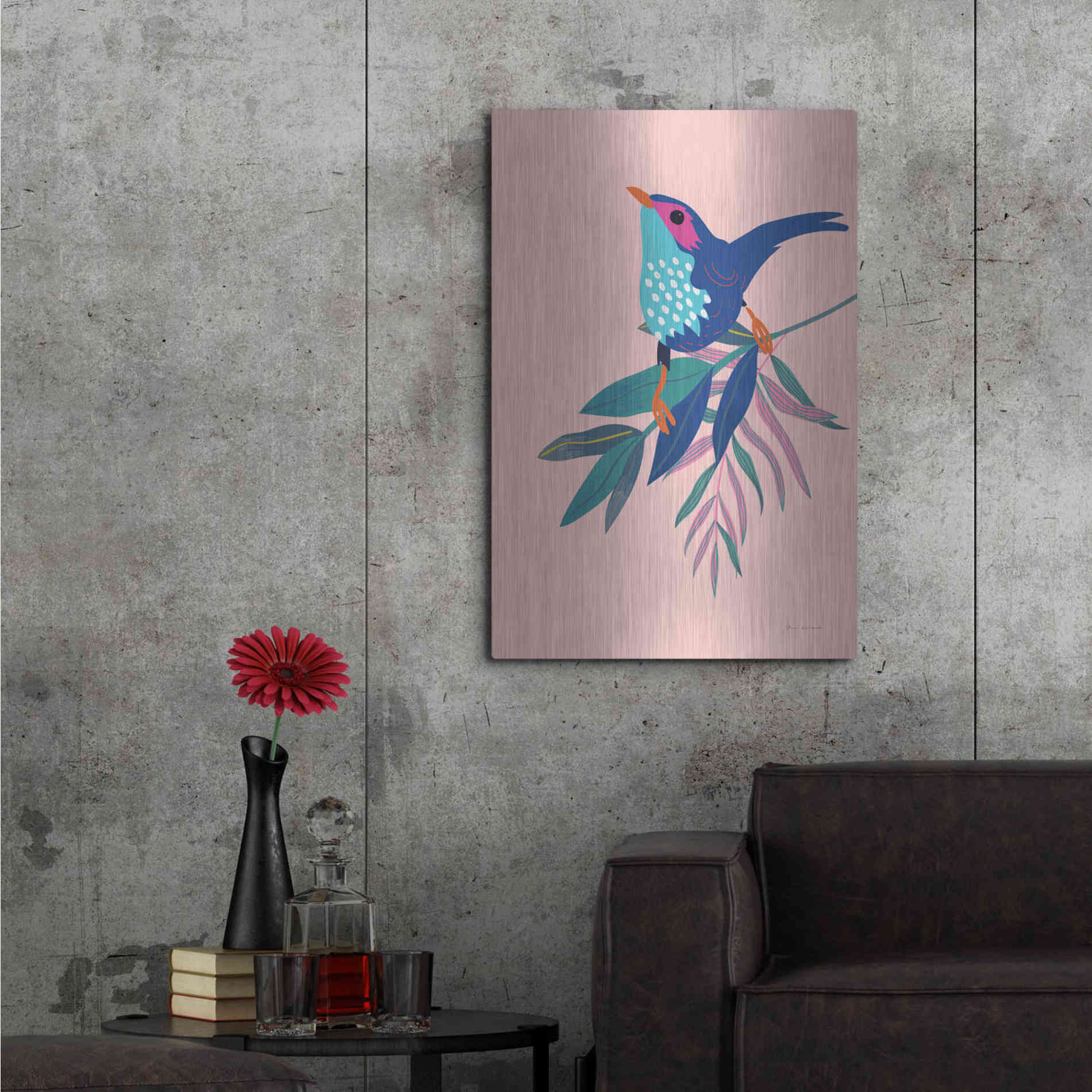 Luxe Metal Art 'Exotic Birds IV' by Omar Escalante, Metal Wall Art,24x36