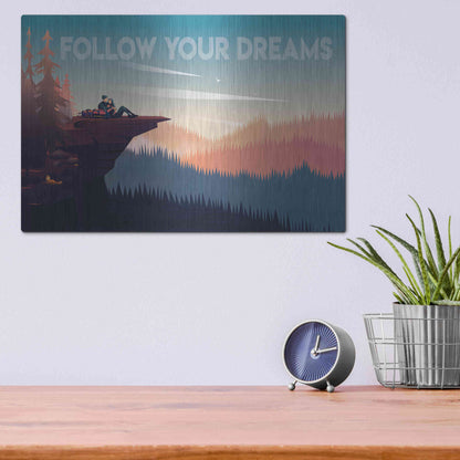 Luxe Metal Art 'Follow Your Dreams' by Omar Escalante, Metal Wall Art,16x12