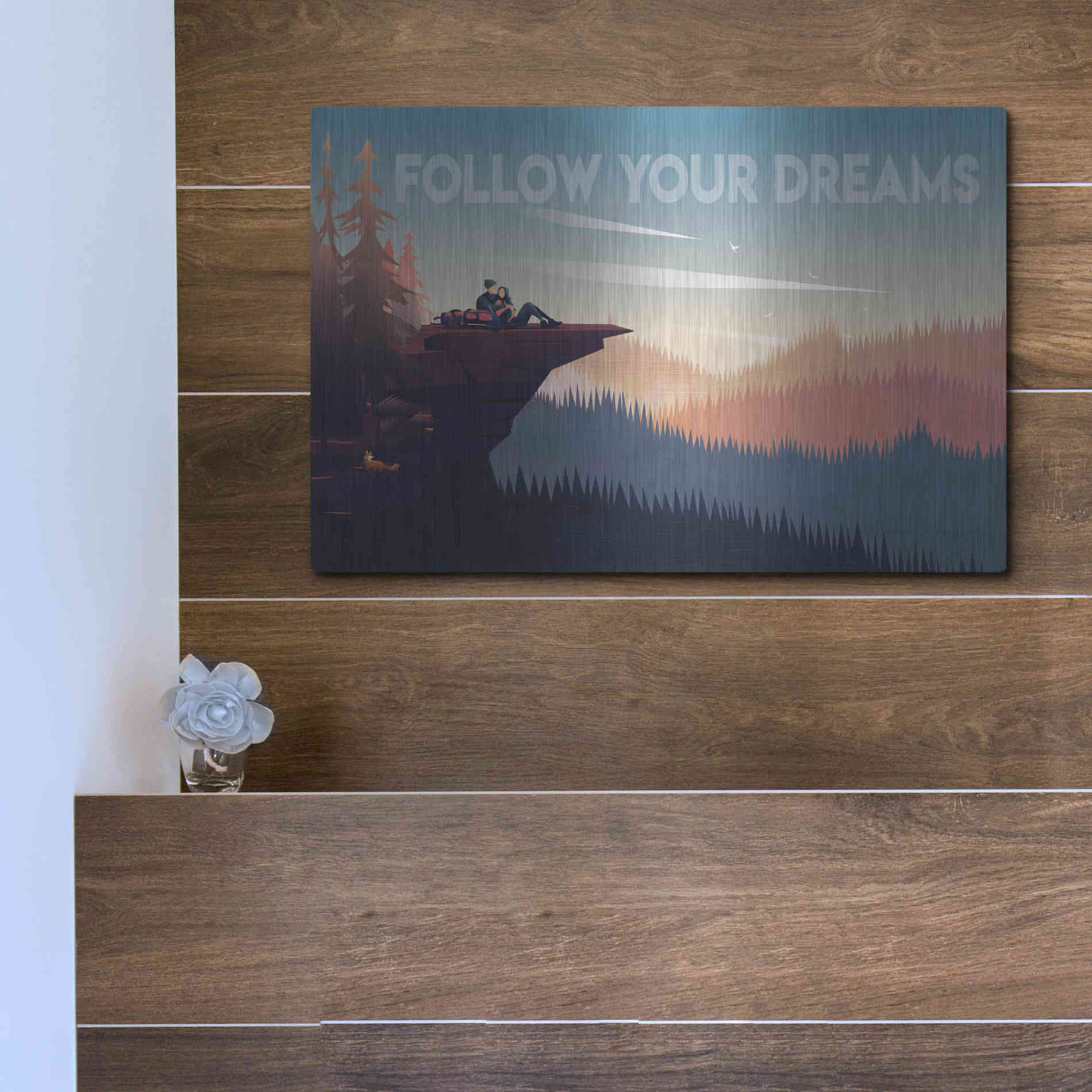 Luxe Metal Art 'Follow Your Dreams' by Omar Escalante, Metal Wall Art,16x12