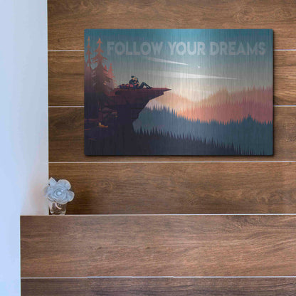 Luxe Metal Art 'Follow Your Dreams' by Omar Escalante, Metal Wall Art,16x12