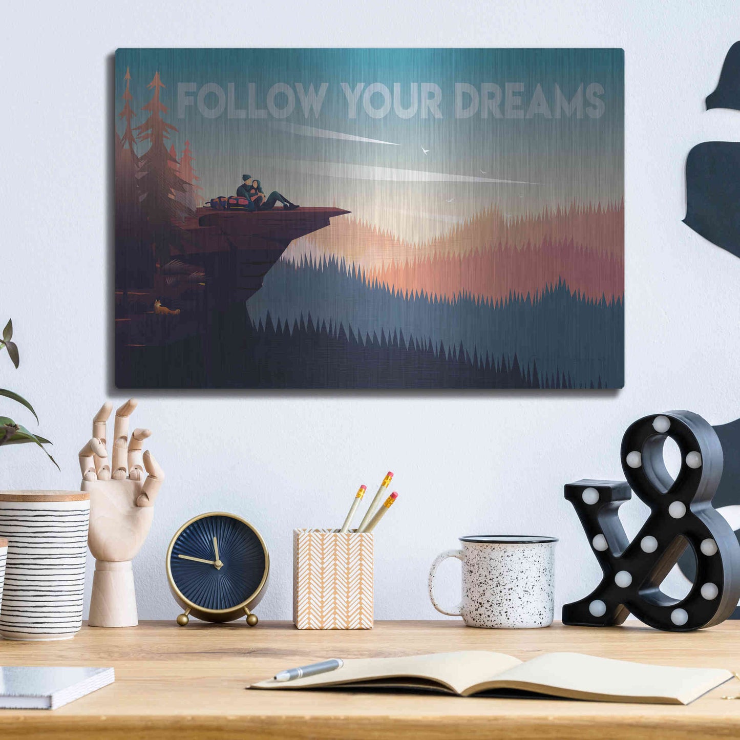 Luxe Metal Art 'Follow Your Dreams' by Omar Escalante, Metal Wall Art,16x12