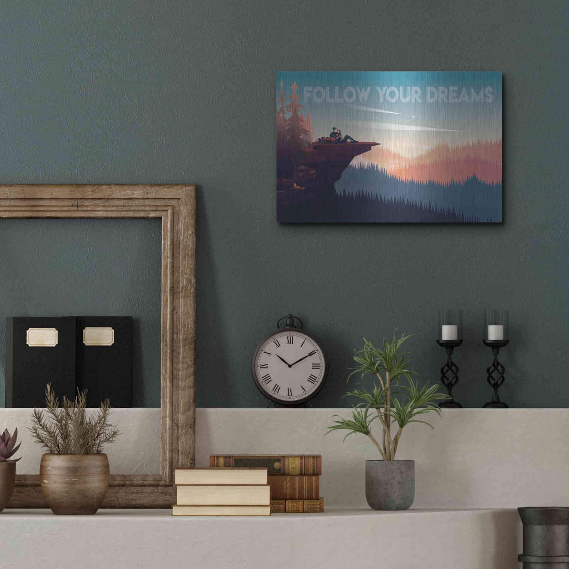 Luxe Metal Art 'Follow Your Dreams' by Omar Escalante, Metal Wall Art,16x12