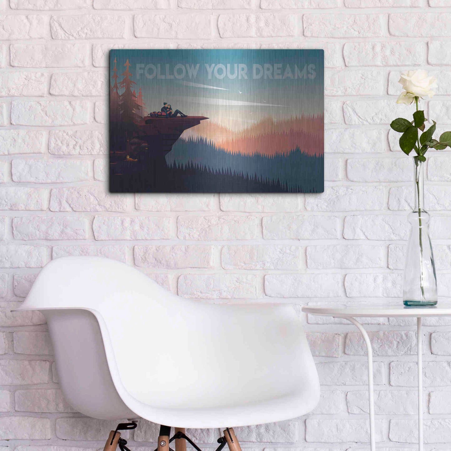 Luxe Metal Art 'Follow Your Dreams' by Omar Escalante, Metal Wall Art,24x16