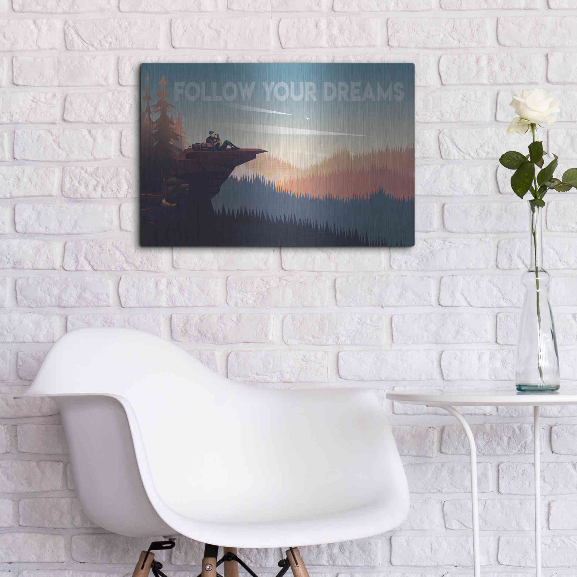 Luxe Metal Art 'Follow Your Dreams' by Omar Escalante, Metal Wall Art,24x16