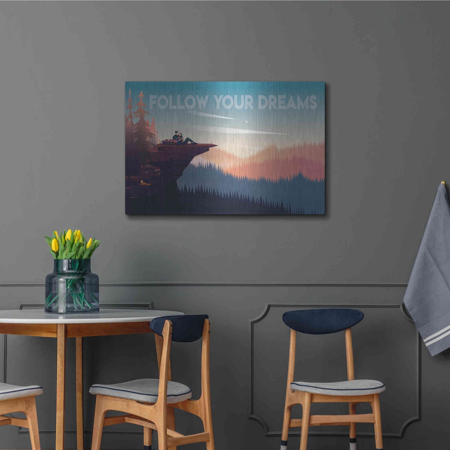 Luxe Metal Art 'Follow Your Dreams' by Omar Escalante, Metal Wall Art,36x24