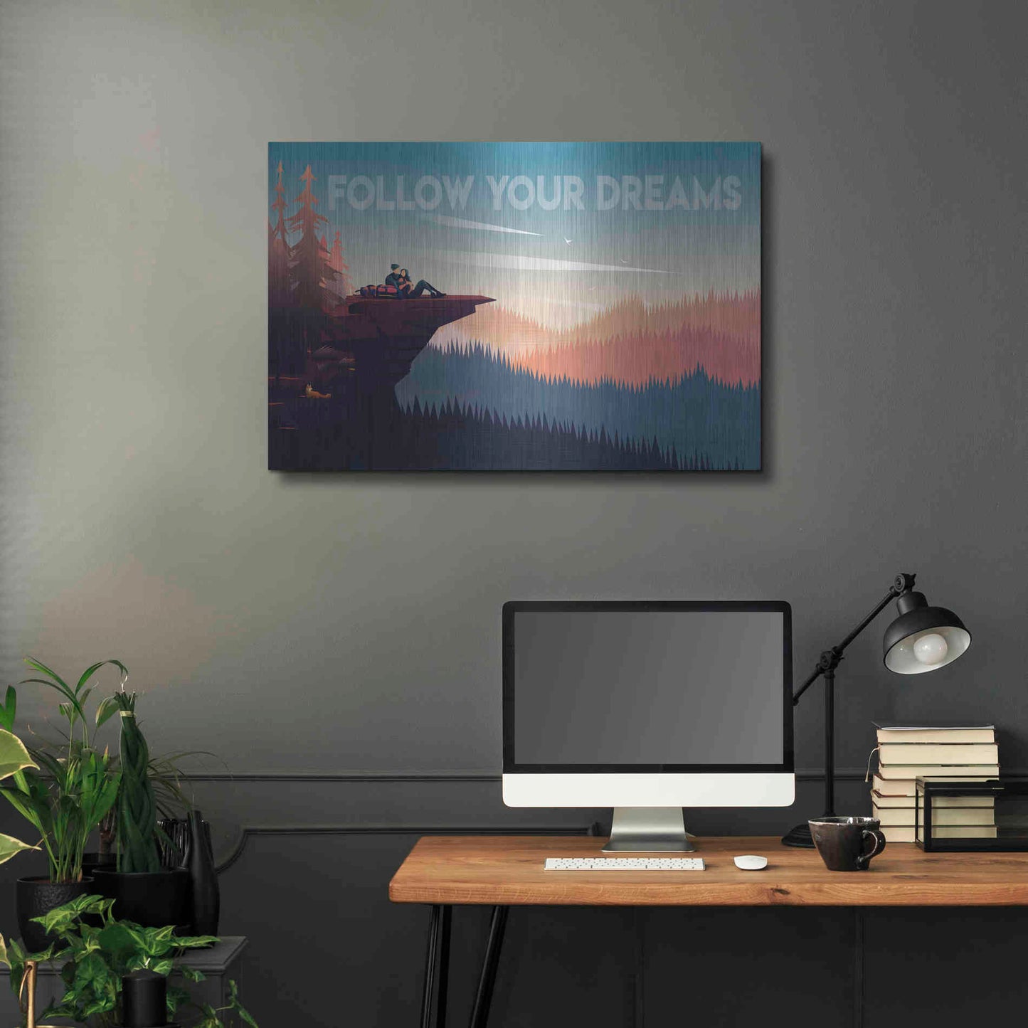 Luxe Metal Art 'Follow Your Dreams' by Omar Escalante, Metal Wall Art,36x24