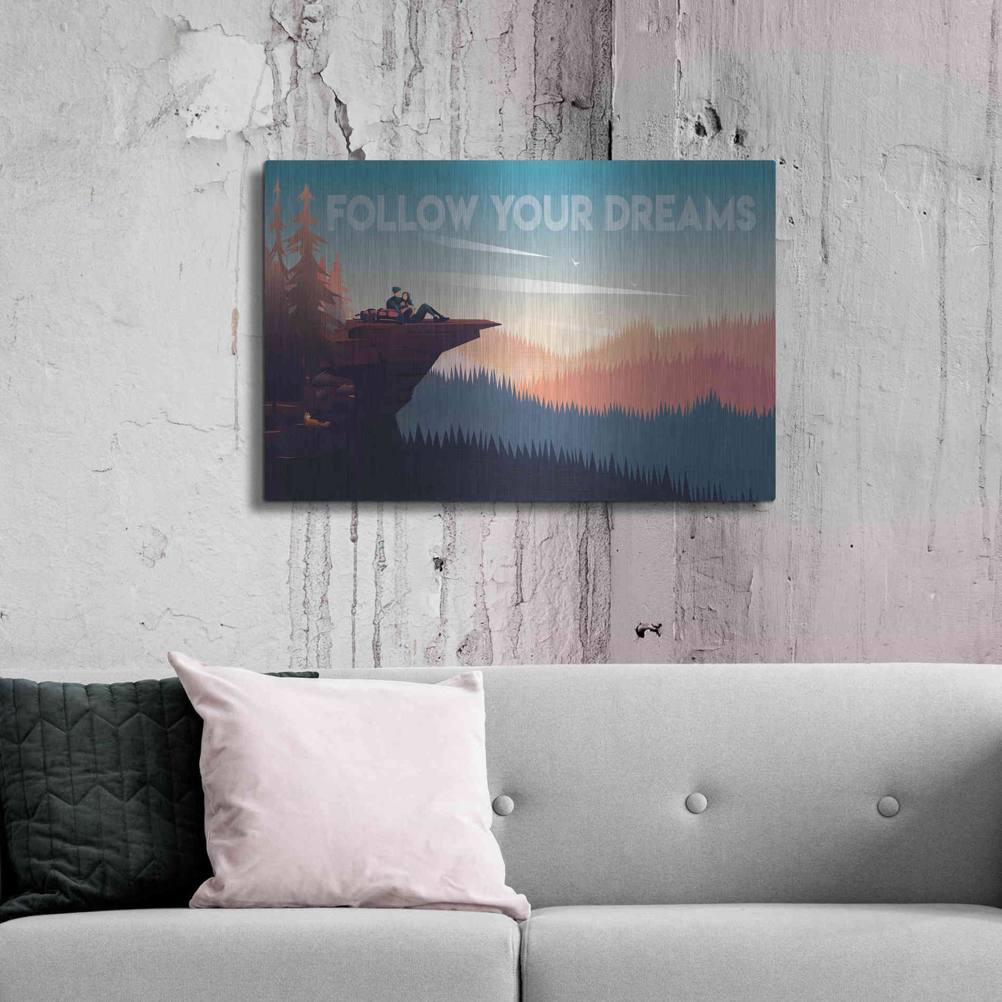 Luxe Metal Art 'Follow Your Dreams' by Omar Escalante, Metal Wall Art,36x24