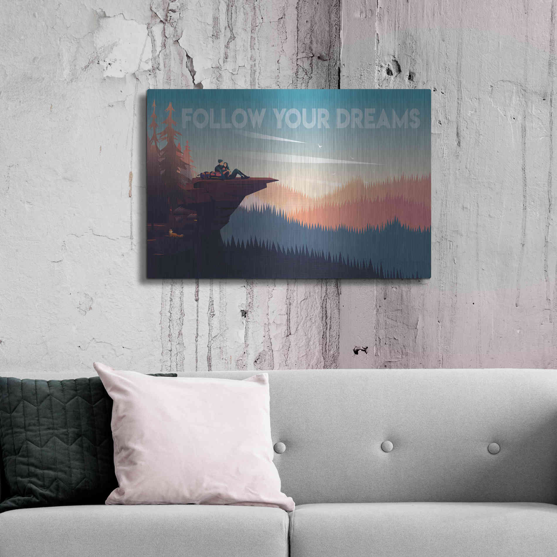 Luxe Metal Art 'Follow Your Dreams' by Omar Escalante, Metal Wall Art,36x24