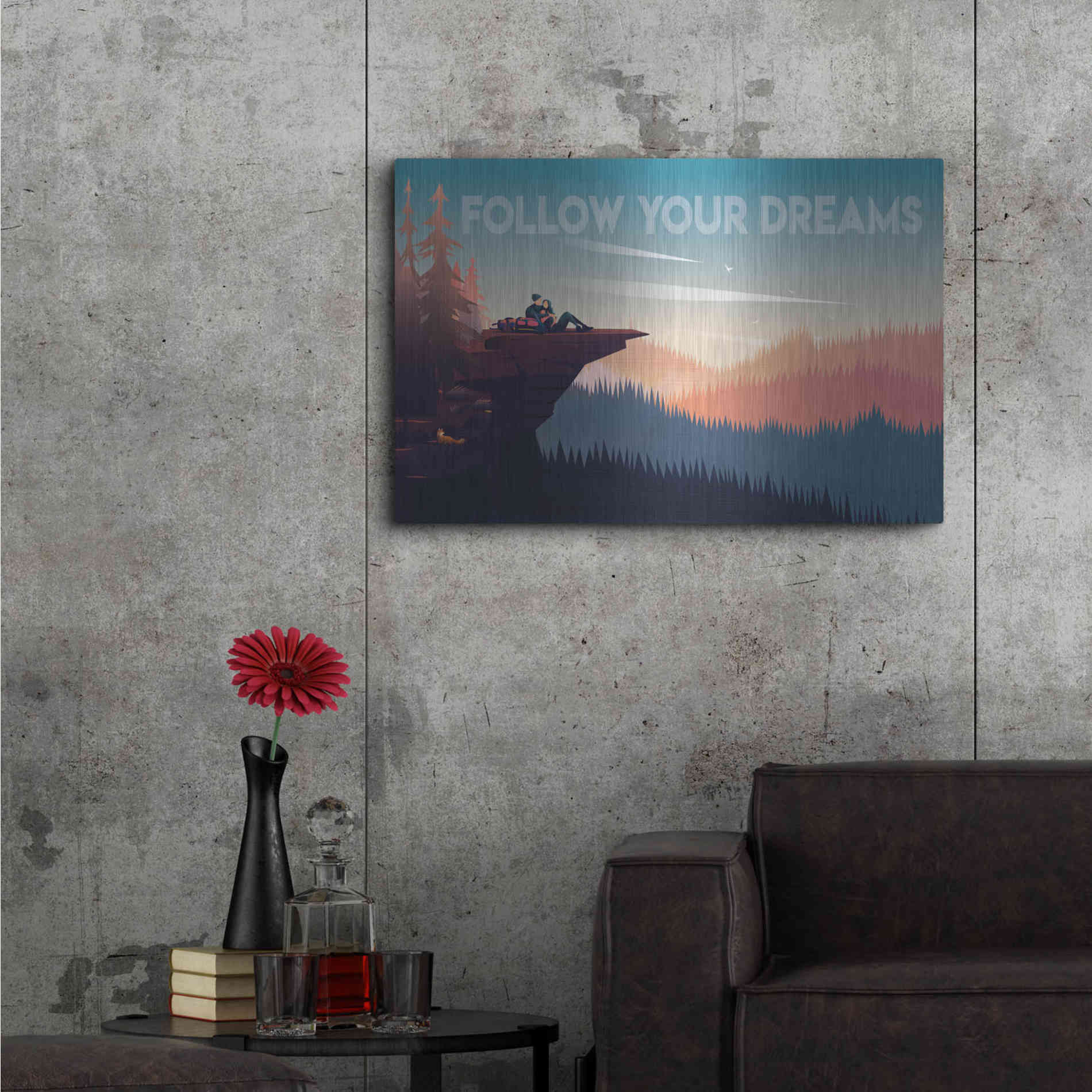 Luxe Metal Art 'Follow Your Dreams' by Omar Escalante, Metal Wall Art,36x24