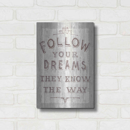 Luxe Metal Art 'Follow Dreams Driftwood' by Sue Schlabach, Metal Wall Art,12x16