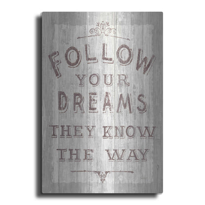 Luxe Metal Art 'Follow Dreams Driftwood' by Sue Schlabach, Metal Wall Art