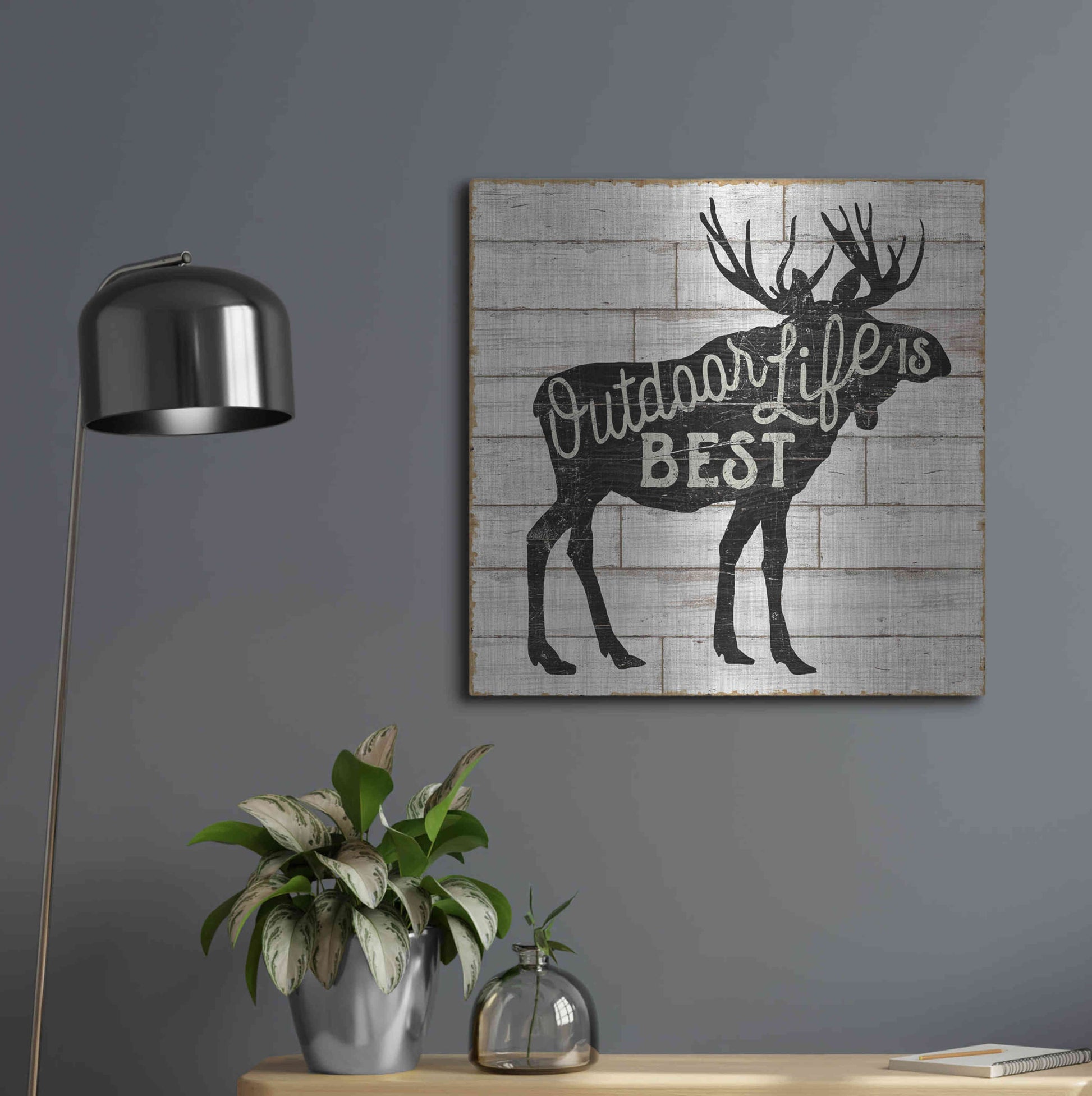 Luxe Metal Art 'Lake Lodge I' by Sue Schlabach, Metal Wall Art,24x24