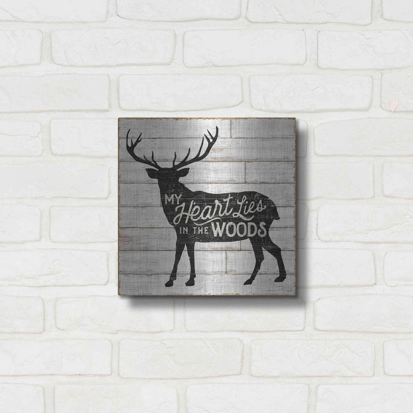 Luxe Metal Art 'Lake Lodge II' by Sue Schlabach, Metal Wall Art,12x12