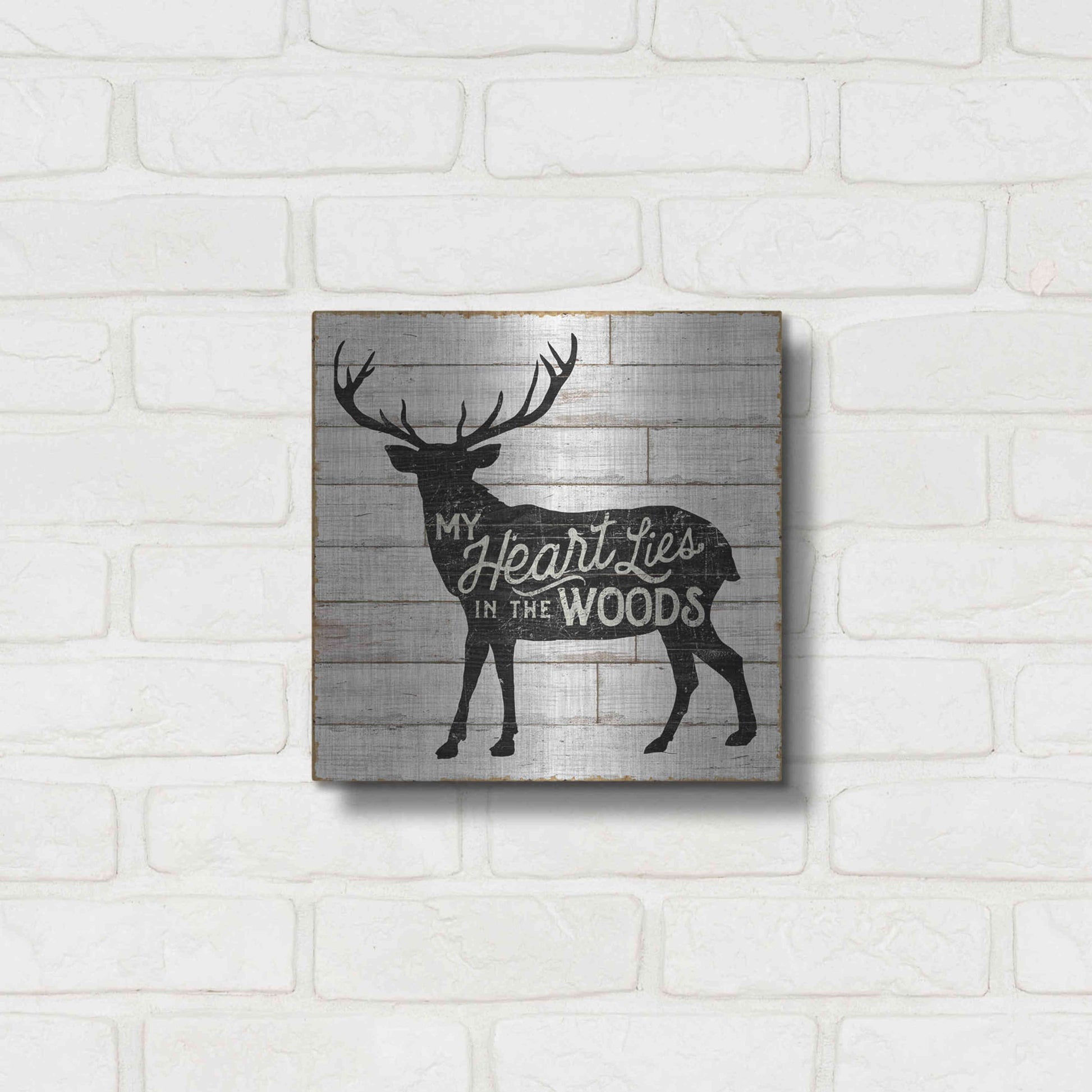 Luxe Metal Art 'Lake Lodge II' by Sue Schlabach, Metal Wall Art,12x12