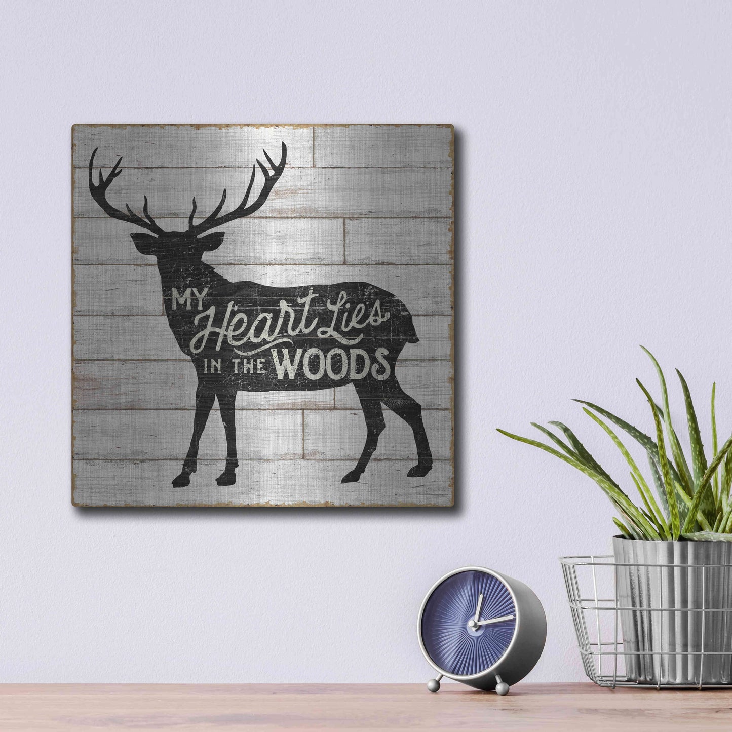 Luxe Metal Art 'Lake Lodge II' by Sue Schlabach, Metal Wall Art,12x12