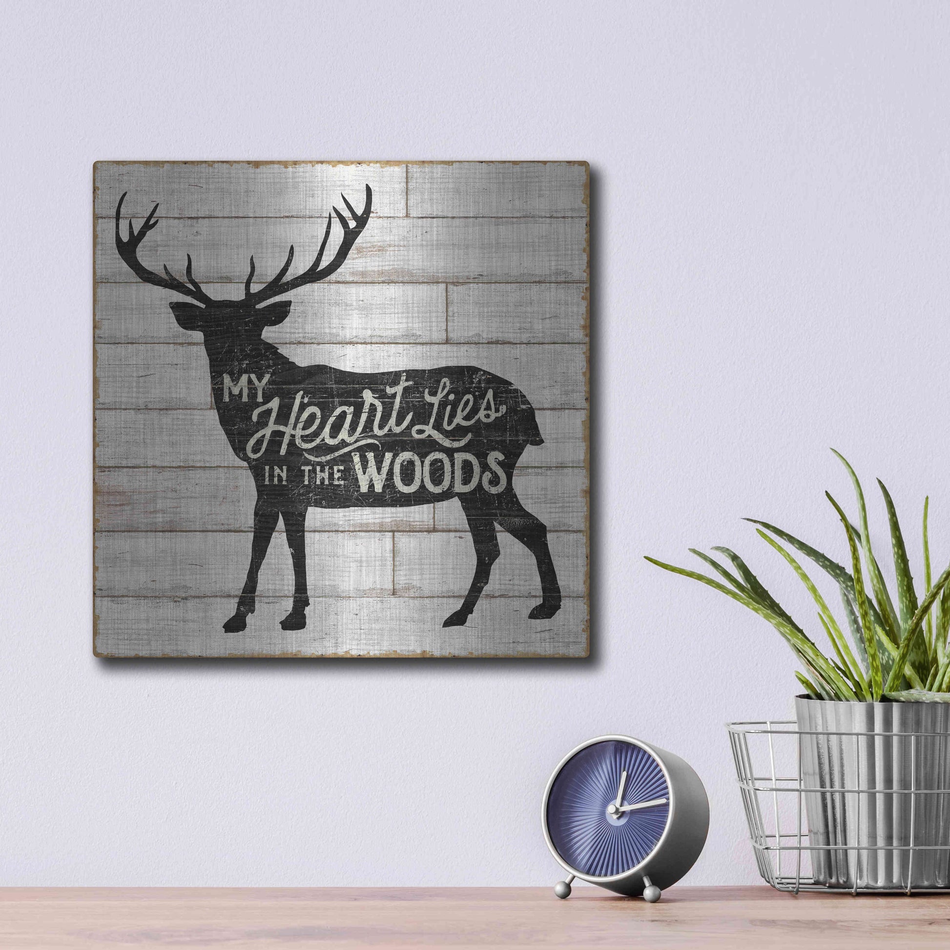 Luxe Metal Art 'Lake Lodge II' by Sue Schlabach, Metal Wall Art,12x12