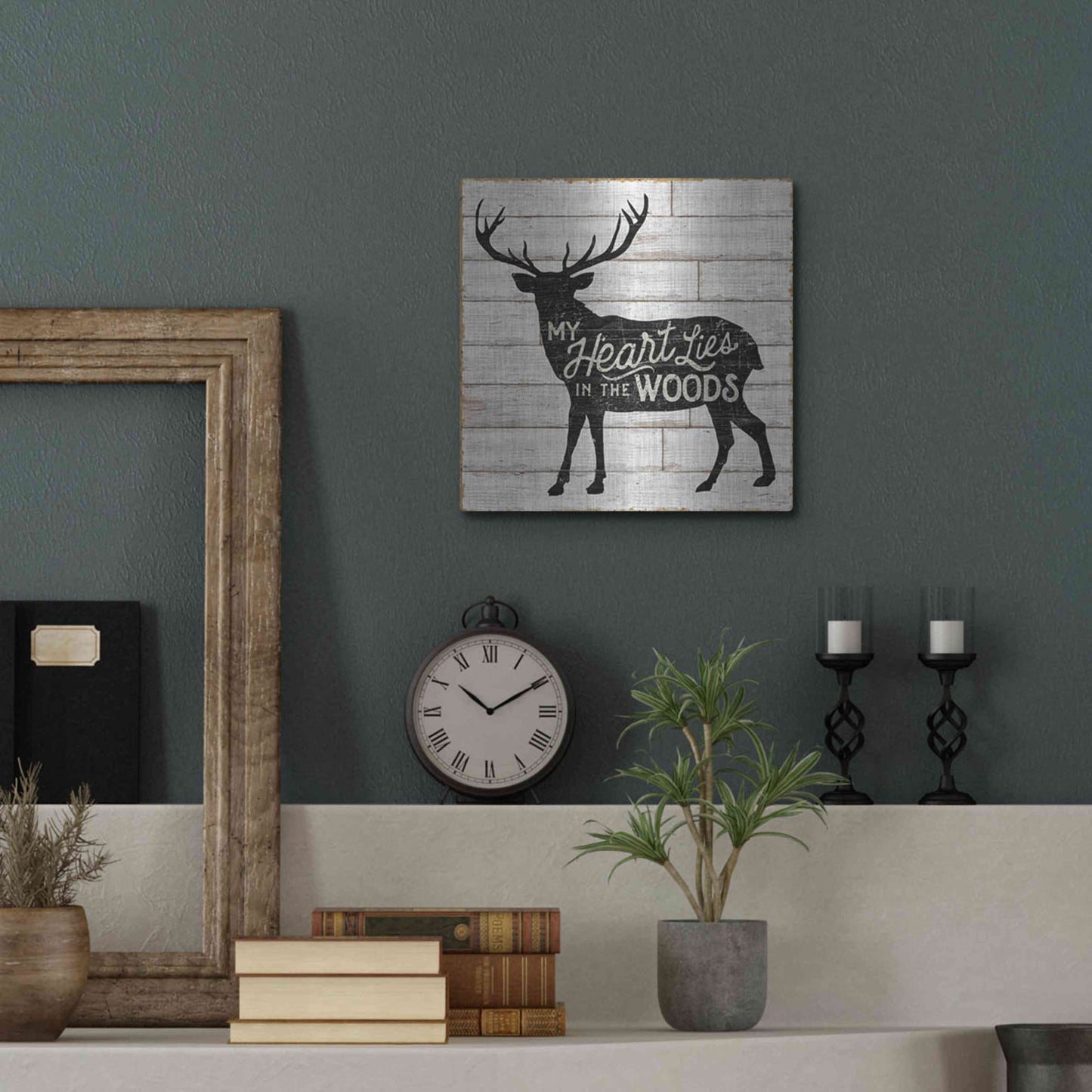 Luxe Metal Art 'Lake Lodge II' by Sue Schlabach, Metal Wall Art,12x12