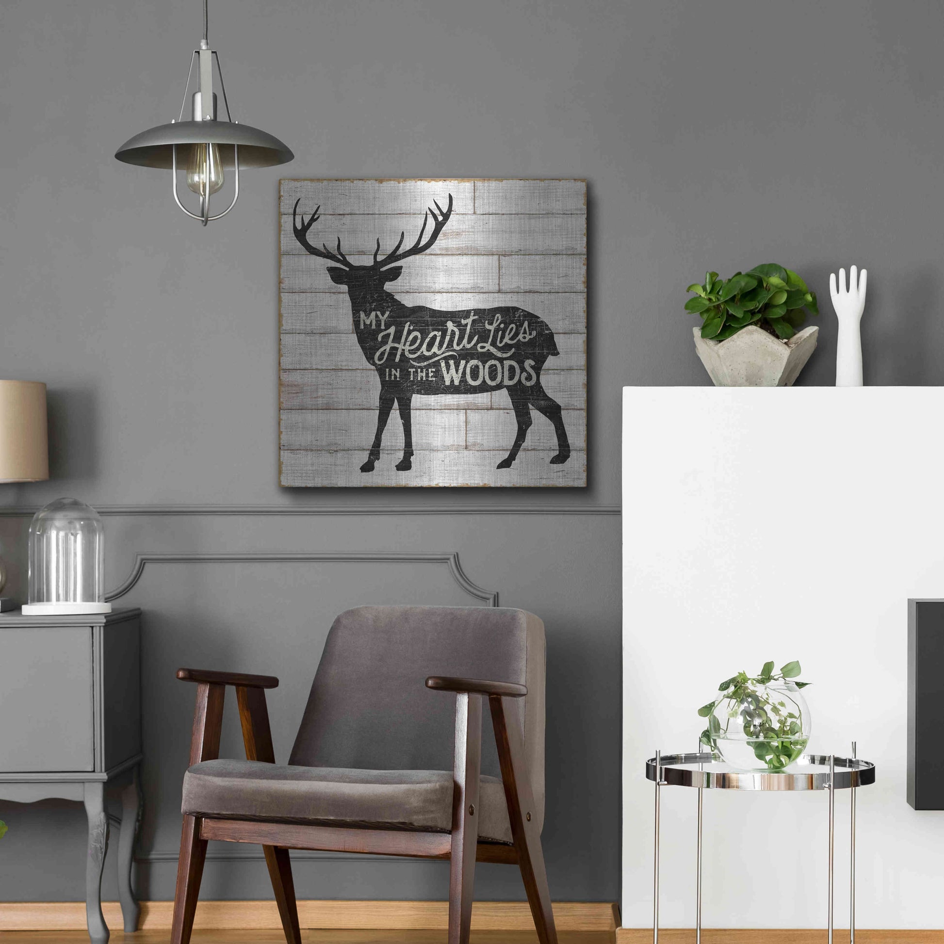 Luxe Metal Art 'Lake Lodge II' by Sue Schlabach, Metal Wall Art,24x24