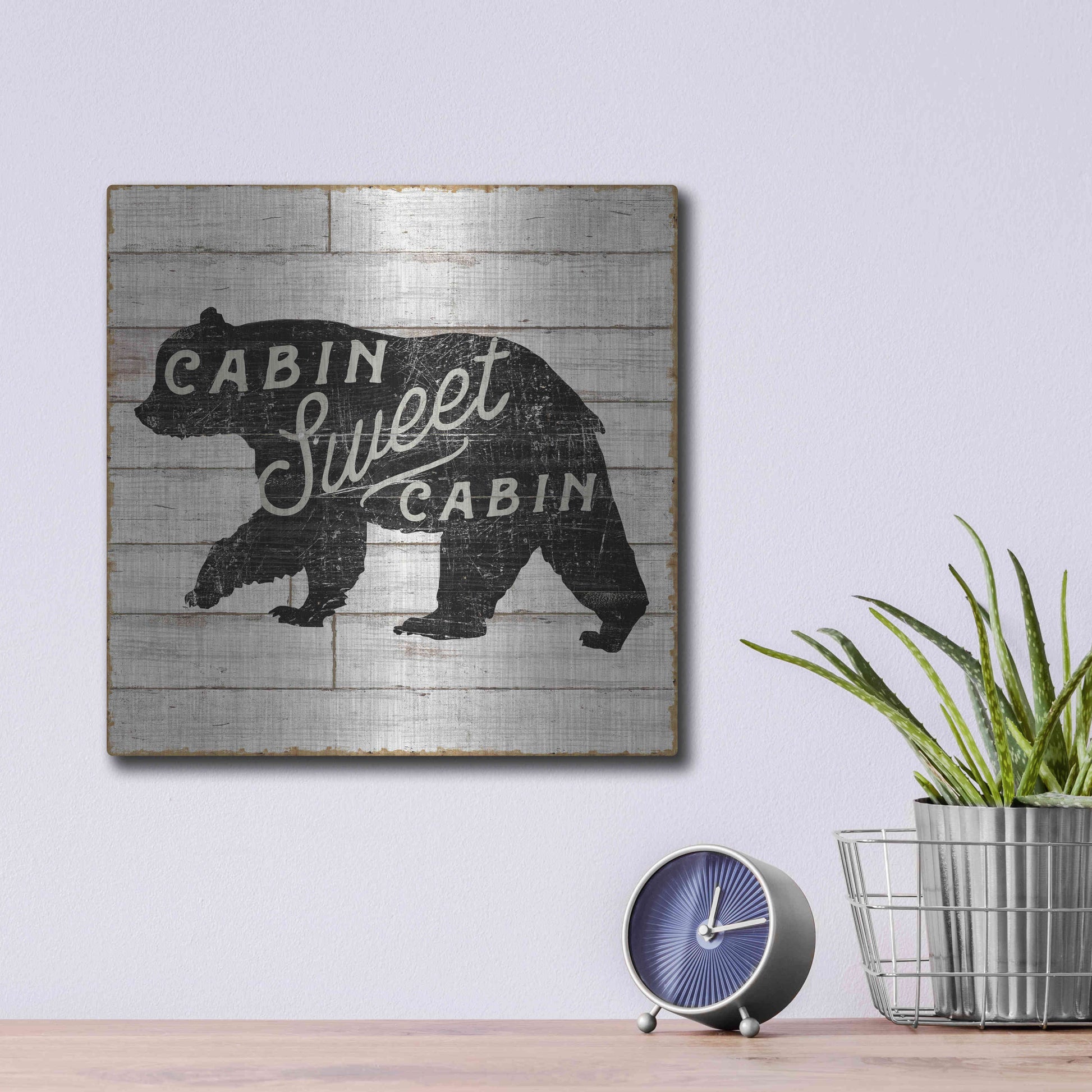 Luxe Metal Art 'Lake Lodge IV' by Sue Schlabach, Metal Wall Art,12x12