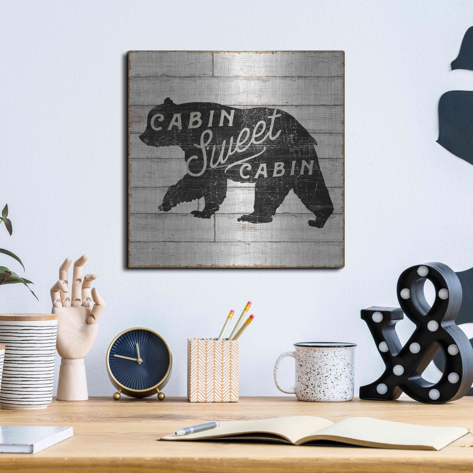 Luxe Metal Art 'Lake Lodge IV' by Sue Schlabach, Metal Wall Art,12x12