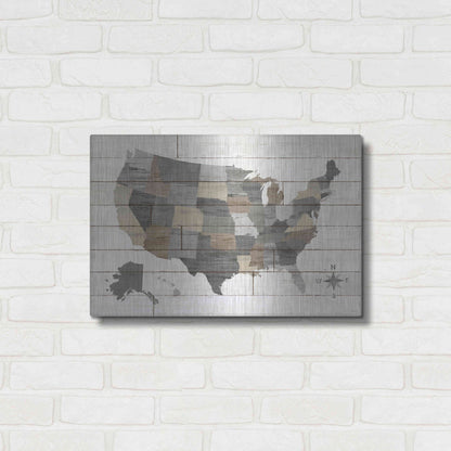 Luxe Metal Art 'Barnboard Map Neutral' by Sue Schlabach, Metal Wall Art,24x16