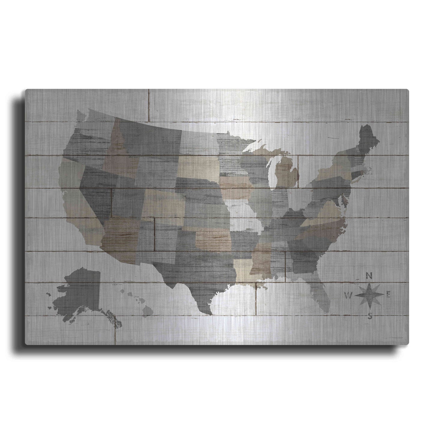 Luxe Metal Art 'Barnboard Map Neutral' by Sue Schlabach, Metal Wall Art