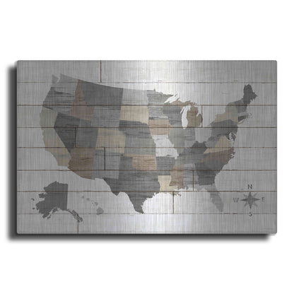 Luxe Metal Art 'Barnboard Map Neutral' by Sue Schlabach, Metal Wall Art