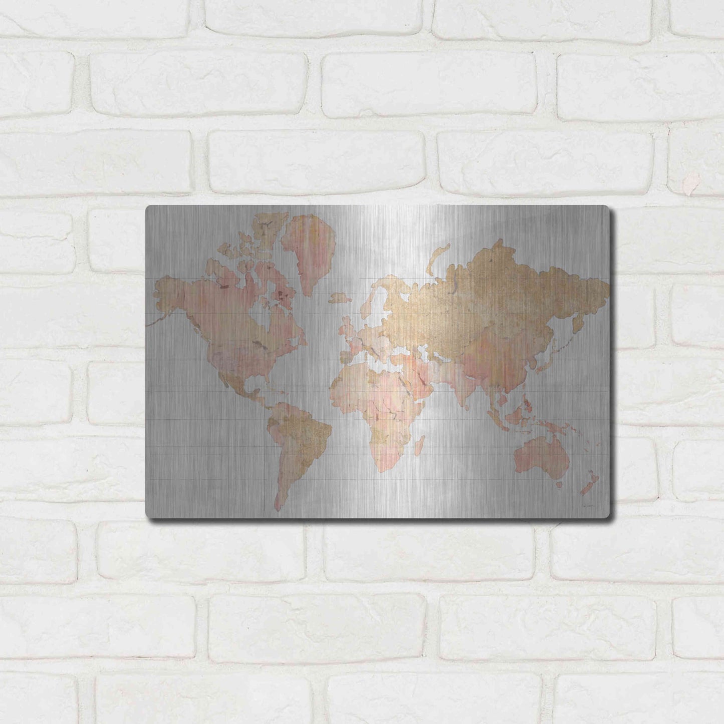 Luxe Metal Art 'Across the World Champagne' by Sue Schlabach, Metal Wall Art,16x12