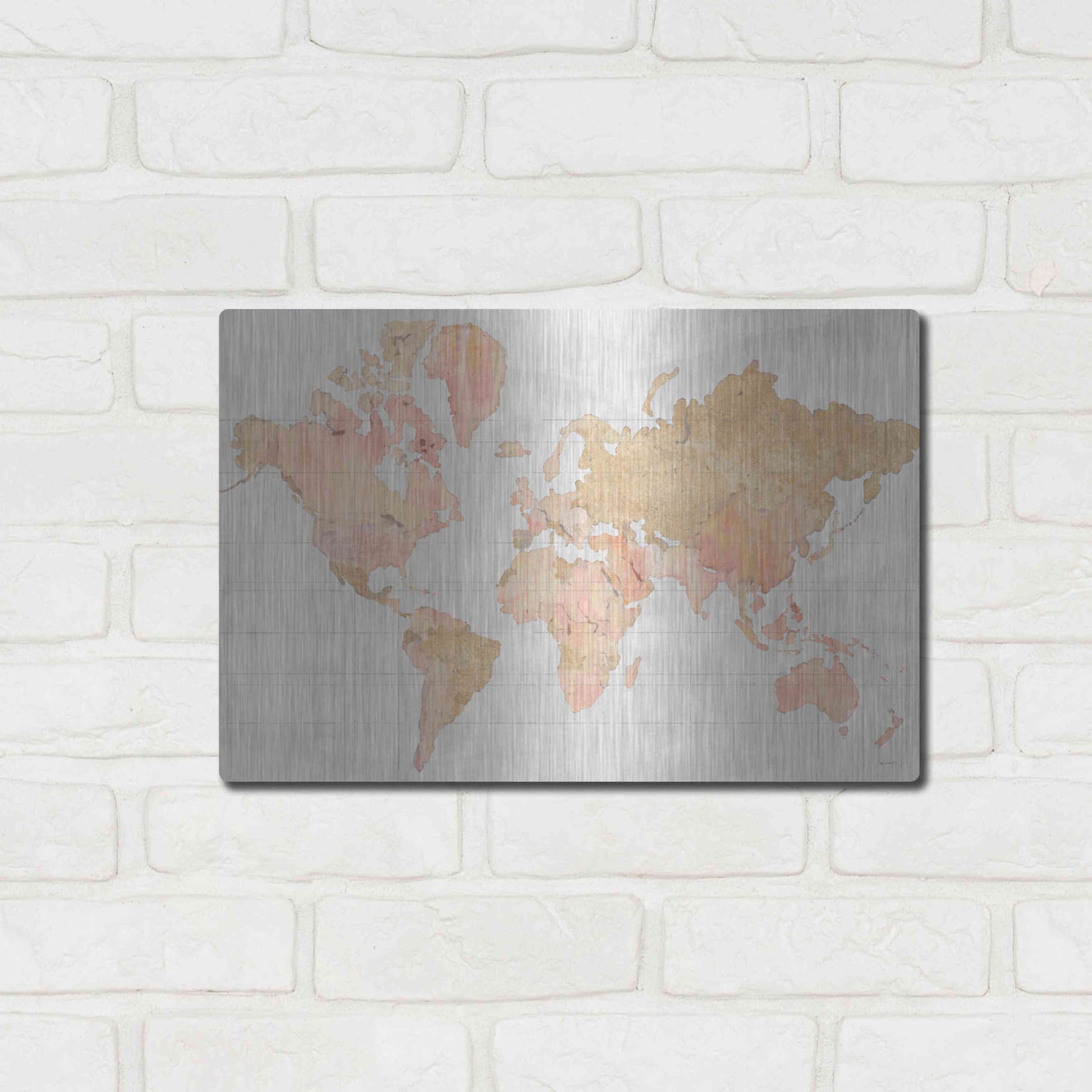 Luxe Metal Art 'Across the World Champagne' by Sue Schlabach, Metal Wall Art,16x12