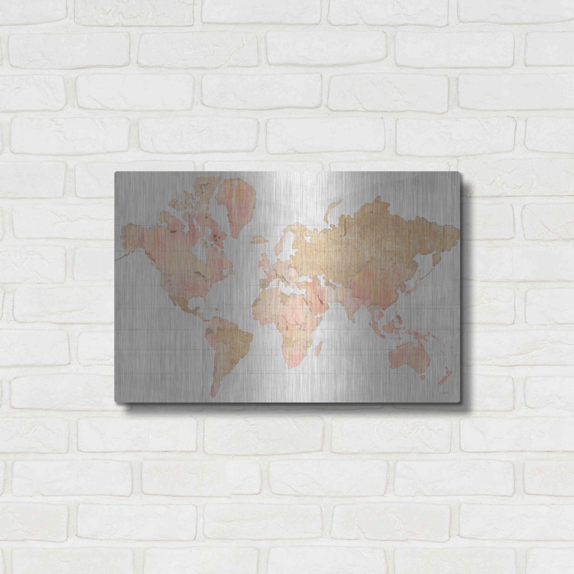 Luxe Metal Art 'Across the World Champagne' by Sue Schlabach, Metal Wall Art,24x16