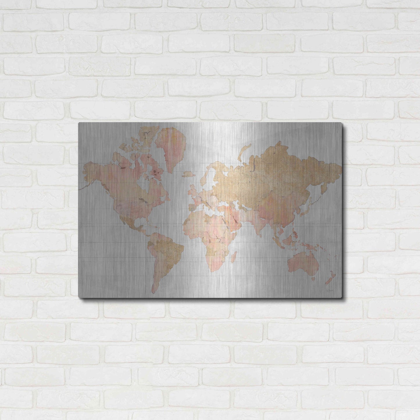 Luxe Metal Art 'Across the World Champagne' by Sue Schlabach, Metal Wall Art,36x24