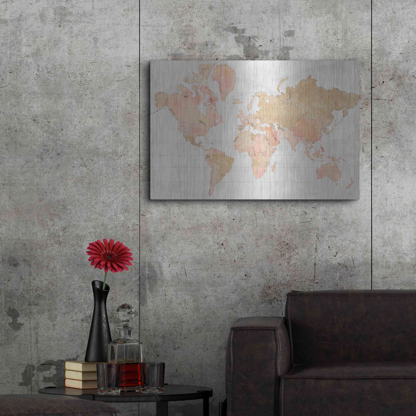 Luxe Metal Art 'Across the World Champagne' by Sue Schlabach, Metal Wall Art,36x24