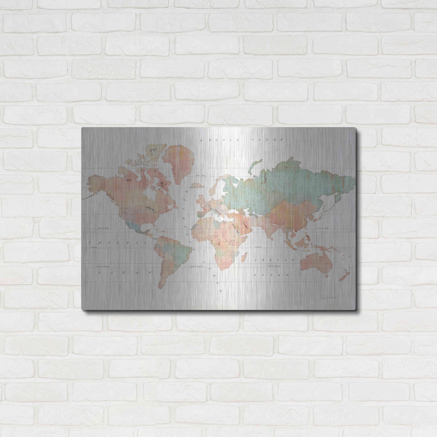 Luxe Metal Art 'Across the World II' by Sue Schlabach, Metal Wall Art,36x24