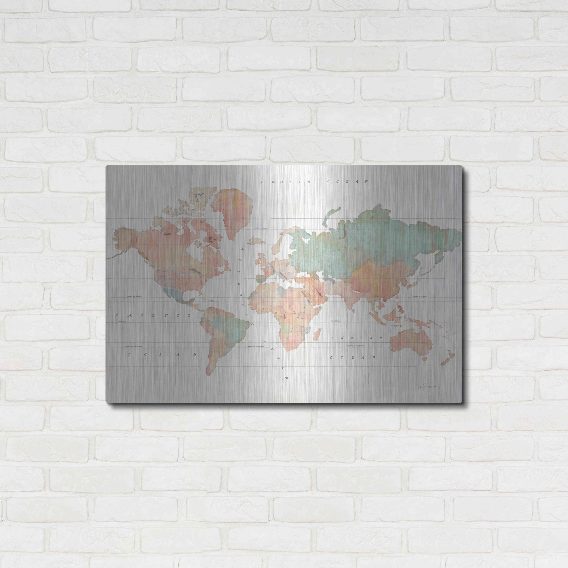 Luxe Metal Art 'Across the World II' by Sue Schlabach, Metal Wall Art,36x24