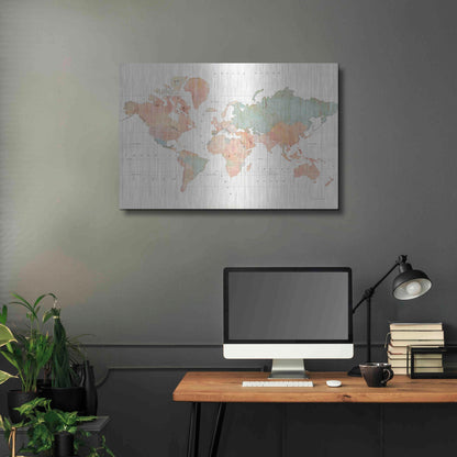 Luxe Metal Art 'Across the World II' by Sue Schlabach, Metal Wall Art,36x24