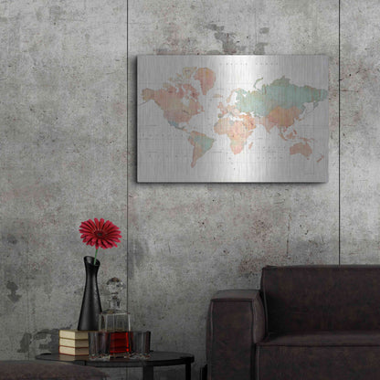 Luxe Metal Art 'Across the World II' by Sue Schlabach, Metal Wall Art,36x24