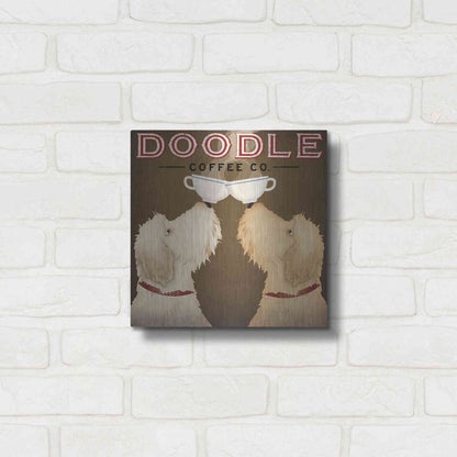 Luxe Metal Art 'Doodle Coffee Double II' by Ryan Fowler, Metal Wall Art,12x12